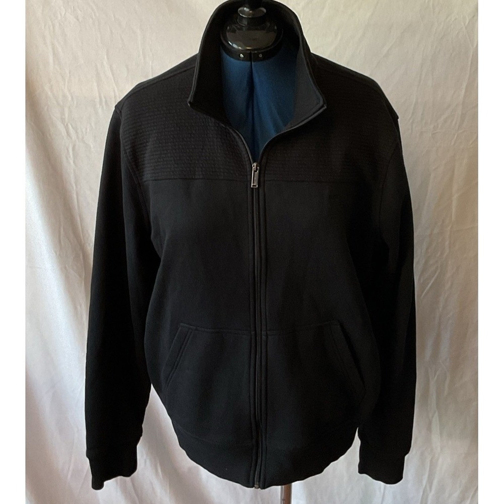 Michael Kors Mens XL Black Full Zip Jacket Mock Neck Textured KF150N70ZM 001